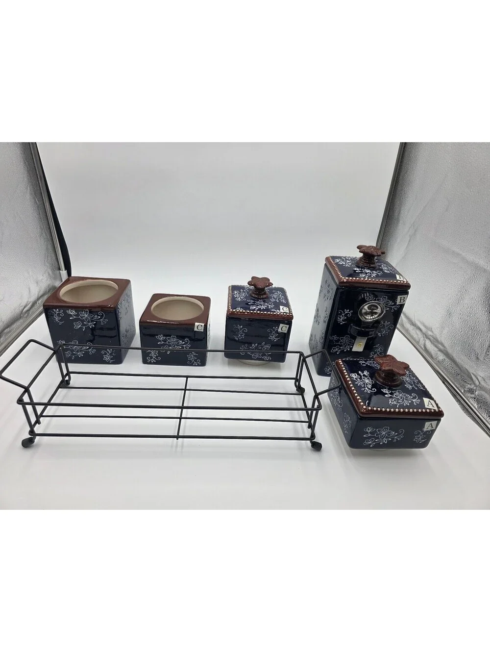temp-tations Floral Lace 6 pc. Ceramic Canister Set with Rack